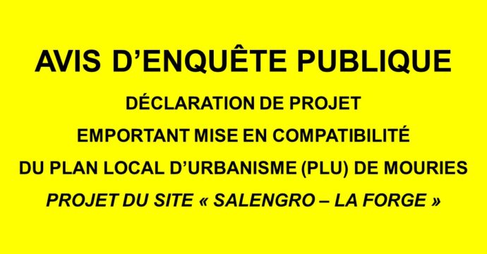 bannière affichant l'avis d'enquête publique pour une déclaration de projet