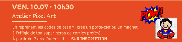 Partir en livre Mouriès 2026 - Atelier Pixel art 10.07.26