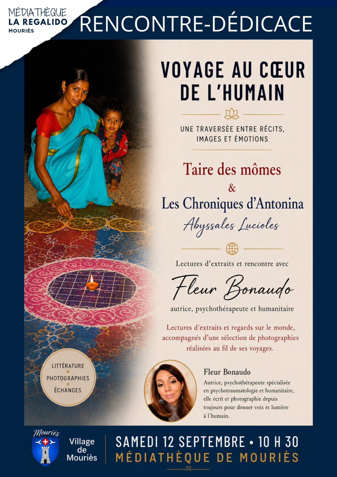 Rencontre dédicace avec Fleur Bonaudo 12 septembre 2026 Mouriesaffiche